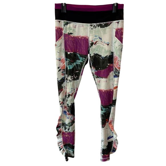Lululemon Speed Tight III Leggings 8 Womens Athletic Ruched Pockets Multicolor - Picture 1 of 9